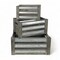 Homeroots Set of Three Gray Solid Wood And Metal Crate, 3PK 487690 - alternate 2