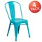 Flash Furniture Crystal Teal-Blue Metal Indoor-Outdoor Stackable Chair, PK4 4-ET-3534-CB-GG - alternate 4