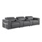 Homeroots 126" Dark Gray Top Grain Leather Reclining Metal USB Sofa 720367 - alternate 1