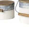 Homeroots Set Of Three Rustic White Metal Storage Cans, 3PK 392587 - alternate 2