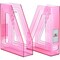 Acrimet Magazine File Holder Vertical Rack, Durable Plastic Desk Organizer, Clear Pink, 2PK 277.8 - alternate 2