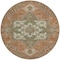 Homeroots 8' Rust Green And Brown Round Oriental Washable Indoor Outdoor Area Rug 600188 - alternate 3