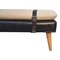 Homeroots 35in Black and Brown Genuine Leather and Solid Wood Upholstered Bench 723431 - alternate 3