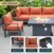 Leisuremod Chelsea 7-Piece Patio Sectional And Fire Pit Table Black Aluminum With Orange Cushions CSFBL-7OR - alternate 3