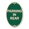 Signmission Parking in Rear, 12 Inch X 18 Inch Architectural Oval, Heavy Gauge Aluminum A-OV-G-1218-23437 - alternate 1