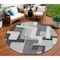Homeroots 8' Silver Ivory And Charcoal Round Geometric Washable Indoor Outdoor Area Rug 613243 - alternate 1