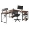 Homeroots 59" Walnut Wood and Stainless Steel L Shape Computer Desk 723781 - alternate 3