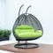 Leisuremod Charcoal Wicker Hanging 2 person Egg Swing Chair with Light Green Cushions ESCCH-57LG - alternate 2