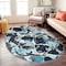 World Rug Gallery Modern Bright Flowers Non-Slip Area Rug 5 ft x 7 ft Oval Gray 505GRAY5OV - alternate 1