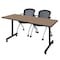 Regency Kobe Mobile T-Base Training Table W/ 2 Stack Chairs, 60 in W, 24 in L, Noble Oak MKTRCC6024NO23BK - alternate 1