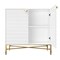 Homeroots 32in White and Gold Wood Accent Cabinet With Two Doors 716314 - alternate 2