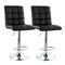 Elama 2 Piece Square Tufted Faux Leather Adjustable Bar Stool in Black with Chrome Base ELM-708-BLK - alternate 5