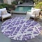 Homeroots 8' Purple And White Round Abstract Washable Indoor Outdoor Area Rug 559312 - alternate 3