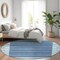 Homeroots 8' Sky Blue And Denim Blue Round Striped Washable Indoor Outdoor Area Rug 610506 - alternate 2