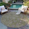Homeroots 8' Olive Green Beige And Taupe Round Floral Washable Indoor Outdoor Area Rug 582298 - alternate 3