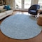Homeroots 8' Denim Blue Black And Ivory Round Geometric Washable Indoor Outdoor Area Rug 596724 - alternate 2
