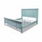 Homeroots Aqua Blue Ribbed Texture Distressed Solid Wood Queen Bed Frame 571385 - alternate 3