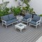 Leisuremod Walbrooke Modern White Patio Conversation With Square Fire Pit & Tank Holder, Navy Blue WW-27-20-57-31-NBU - alternate 3