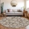Homeroots 8' Brown Gray And Beige Round Floral Washable Indoor Outdoor Area Rug 595933 - alternate 3