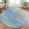 Homeroots 8' Aqua And Beige Round Abstract Washable Indoor Outdoor Area Rug 631445 - alternate 3