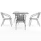Flash Furniture Lila 31.5in Square Glass Top Metal Table with 4 Silver Aluminum Slat Stack Chairs TLH-0732SQ-017CSV4-GG - alternate 5