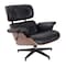 Homeroots 35" Black and Brown Genuine Leather Tufted Swivel Lounge Chair With Ottoman 526376 - alternate 4