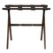 Homeroots Hotel Dark Walnut Finish Wood Folding Luggage Rack With Black Straps 383081 - alternate 2