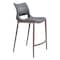 Homeroots Set of Two 25" Dark Gray and Brown Faux Leather and Steel Low Back Counter Height Bar Chairs 555688 - alternate 2