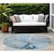 Homeroots 8' Round Blue and Ivory Round Abstract Washable Non Skid Indoor Outdoor Area Rug 559681 - alternate 1