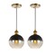 Jonathan Y Nixon 7.5" 1-Light Mid-Century Modern Metal/Glass Adjustable Drop Globe LED Pendants, Brass Gold, 2PK JYL3513A-SET2 - alternate 1