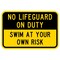 Sign Solutions Usa No Lifeguard On Duty, 18 in W x Horizontal Rectangle, Aluminum Sign DCS06DYE1812CUS00182 - alternate 1
