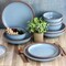 Soho Lounge Lagos 16 Piece Terracotta Double Bowl Dinnerware Set in Solid Matte Blue 87092.16R - alternate 3