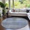Homeroots 8' Denim Blue And Sky Blue Round Striped Washable Indoor Outdoor Area Rug 588048 - alternate 2
