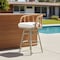 Homeroots 30" Gray Natural and White Aluminum And Faux Rattan Swivel Bar Height Chair 668809 - alternate 2