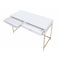 Homeroots 47" White and Gold Computer Desk With Two Drawers 347510 - alternate 2
