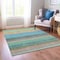 Homeroots 5' X 8' Sage Teal Blue And Tan Striped Washable Indoor Outdoor Area Rug 614828 - alternate 2