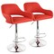 Elama 2 Piece Adjustable Faux Leather Bar Stool in Red with Chrome Base ELM-705A-RED - alternate 1