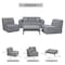 Deko Living 4 Place Seating  Gray Compressed Foam Sectional Sofa and Ottoman Set CIF50017 - alternate 3