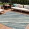 Homeroots 9' X 12' Sky Blue Beige And Tan Striped Washable Indoor Outdoor Area Rug 615011 - alternate 1