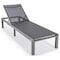 Leisuremod Marlin Patio Chaise Lounge Chair with Grey Aluminum Frame, Black, 2PK MLGR-77BL2 - alternate 2