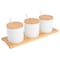 Gibson Gracious Dining 10 Piece Fine Ceramic Condiment Jars with Bamboo Lids and Spoons in White 134307.10R - alternate 1