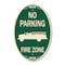 Signmission No Parking Fire Zone With Fire Truck Graphic, 12 In X 18 In Architectural Oval, Heavy Gauge Aluminum A-OV-G-1218-9951 - alternate 1