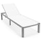 Leisuremod Marlin Grey Aluminum Patio Chaise Lounge Chair Set of 2 with Square Fire Pit Table, White MLGRCF21-77W2 - alternate 3