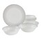 Ultra By Gibson Cane Peak 12 Piece Opal Glass Dinnerware Set in White With Grey Accents 138949.12 - alternate 1