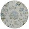Homeroots 8' Taupe Navy Blue And Denim Blue Round Floral Washable Indoor Outdoor Area Rug 589508 - alternate 3
