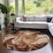 Homeroots 8' Orange Copper And Ivory Round Abstract Washable Indoor Outdoor Area Rug 587484 - alternate 2