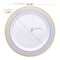 Smarty Had A Party 10.25" White with Blue and Gold Chord Rim Plastic Dinner Plates (120 Plates), 120PK 620-CASE - alternate 2