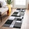 World Rug Gallery Contemporary Modern Boxes Design Soft Runner Rug 2 ft 7 in x 8 ft Gray 106GRAY27X8 - alternate 1
