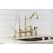 Kingston Brass Bridge Kitchen Faucet with Brass Sprayer, Brushed Brass KS1277BPLBS - alternate 2