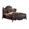 Homeroots Solid Wood Queen Tufted Dark Brown Upholstered Faux Leather Bed With Nailhead Trim 348173 - alternate 1
